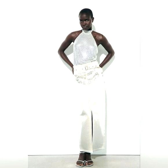 ZARA HALTER JEWELED TOP - Picture 5 of 13